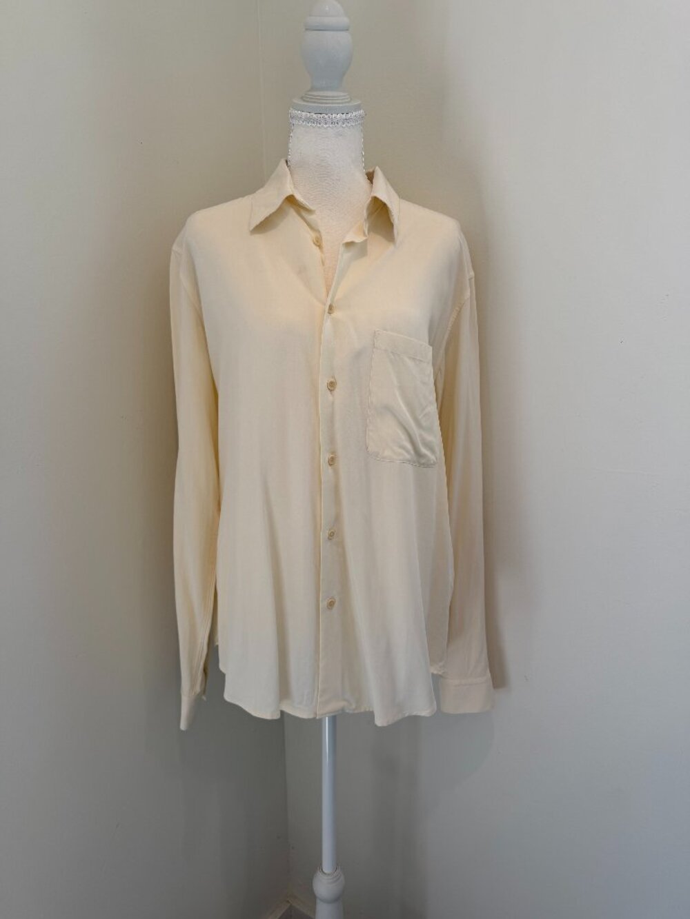 Sandro Paris Light Yellow/IvoryFlowy Button‎ Up Size M